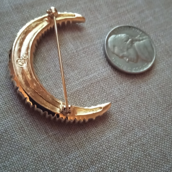 Swarovski Retired Vintage Swan Crescent Pave Crystals Moon Brooch/Pin - Picture 7 of 9